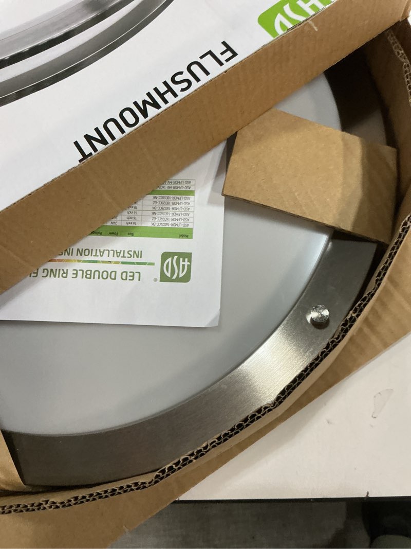 Condition photo showing Good Condition for 36W Dimmable LED Ceiling Light Fixture, 12 inch Flush Mount Light Fixture, Ceiling Lights for Bedroom, Kitchen, Bathroom, Super Bright 4000 Lumens, 400W Equivalent, 5000K Daylight White Brush Nickel-Daylight 36W