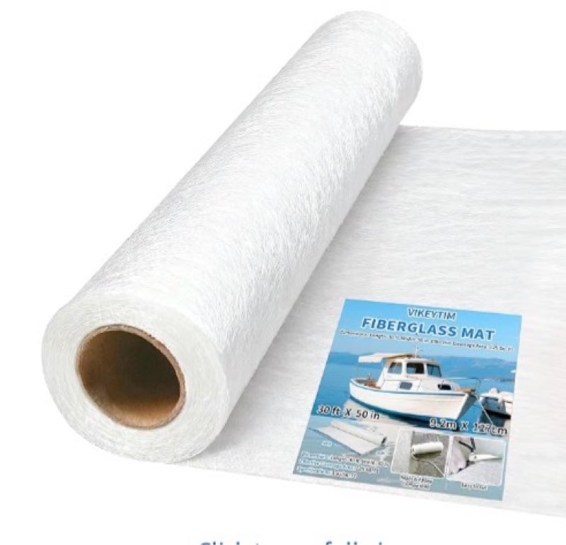 Fiberglass Mat 50 in x 30 ft, 125 Sq. Ft Fiberglass Chopped Strand Mat Resin & Epoxy Compatible, Boa