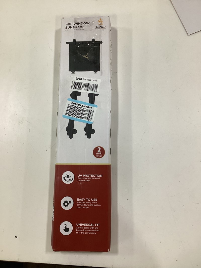 Condition photo showing New/Like New for EcoNour Car Window Covers for Baby (2 Pack) | Retractable Car Window Shades for Protecting Kids, Passengers & Pets from Harmful Sun Rays | Window Sun Shade for Trucks, SUVs | (22”x24”) XX-Large