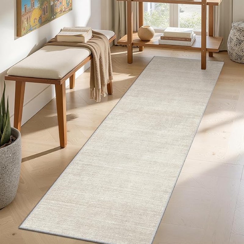 valenrug runner rug non slip - 2x6 runner rugs for hallways high-low pile textured rugs runners, folable washable runner rug for kitchen bedroom entryway laundry living room, beige 01 textured -beige 2' x 6' (runner)