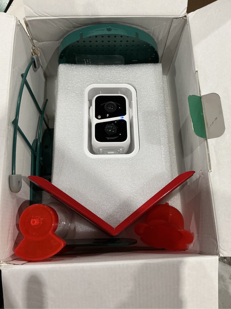 Condition photo showing Good Condition for soliom smart bird feeder with camera for outdoors, durable metal solar ai birdhouse, 2k live view & instant alerts, squirrel-proof – complete bird watching gift set(red) red medium set