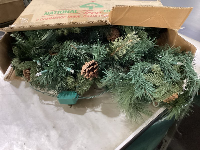 National Tree Company 9 ft Pre-Lit Carolina Pine Artificial Christmas Garland, Christmas Decoration 