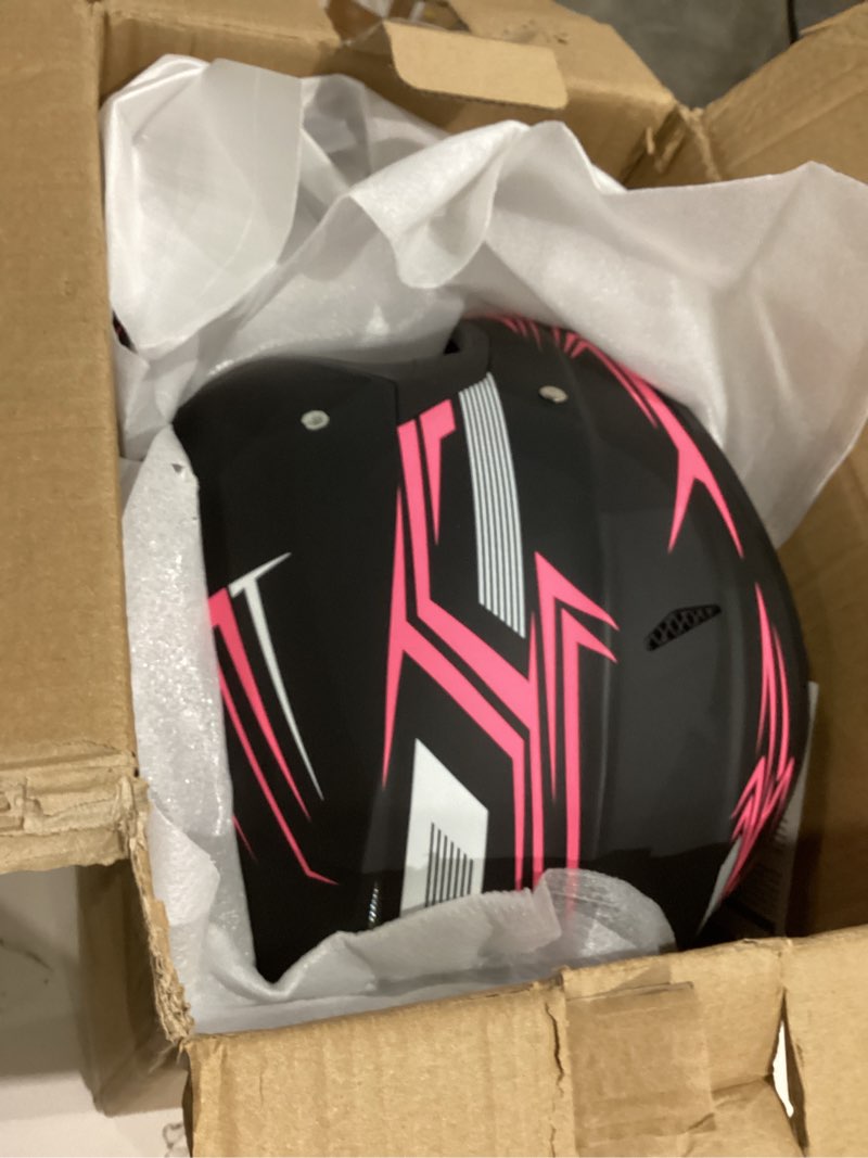 Condition photo showing Good Condition for SPARK DOT Approved Youth Motocross Helmet Kids Dirt Bike Helmets - Full Face, Lightweight & Breathable for Off-Road E-Bike BMX MX ATV (with Gloves Goggles Mask) 4Pcs Set, Black Pink, Small (55-56cm) Small Black Pink