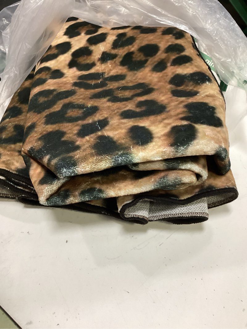 Condition photo showing Good Condition for leopard area rugs for living room, 5x7 feet machine washable cheetah print rug, non-slip indoor floor animal rug, carpet for bedroom dining room laundry room kitchen home office, dark brown