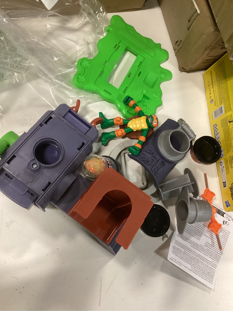 Condition photo showing As Is for Play-Doh Teenage Mutant Ninja Turtles Slice & Blast Pizza Playset, Bendy 4 Inch Mikey Action Figure, Kids Arts & Crafts, TMNT Toys for Boys & Girls 4+
