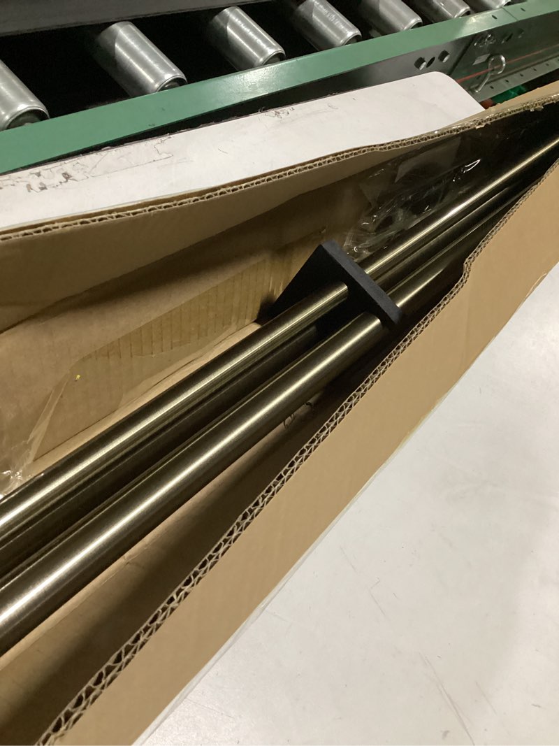Condition photo showing Good Condition for double curtain rods with aluminum bouquet brackets and finials, gold curtain rods for windows 72-144'',1''front and 5/8''back double drapery rods for blackout and sheer curtain panels 72-144" antique bronze