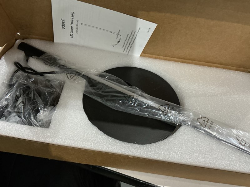 Condition photo showing As Is for edishine upgraded led table lamp, stepless dimmable bedside lamp with 3 color temperature, modern nightstand lamp, desk lamp for bedroom, living room, corner, gift, metal finish, black, 6w