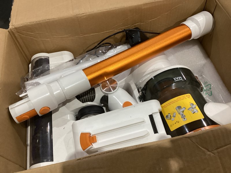 Condition photo showing As Is for Cordless Vacuum Cleaner, 23Kpa Vacuum Cleaner with Rechargeable Battery, Household Vacuum with 40 mins Runtime and 2 Speeds for Pet Hair and Hardwood Floor Orange