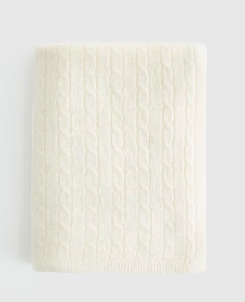 mongolian cashmere cable knit baby blanket 50”x70”