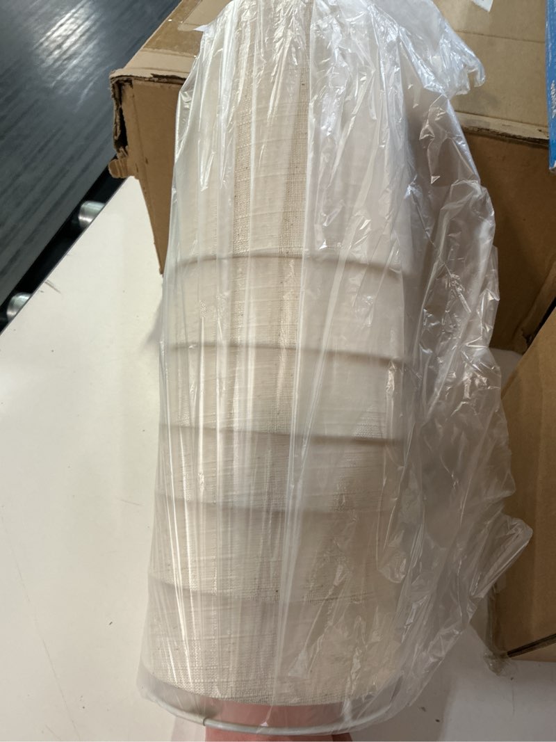 Condition photo showing New/Like New for valo clip-on chandelier fabric lamp shades,set of 6,small barrel,5.2"×4"×h5.2",linen, handmade,traditional decorative,only for candle bulb,beige
