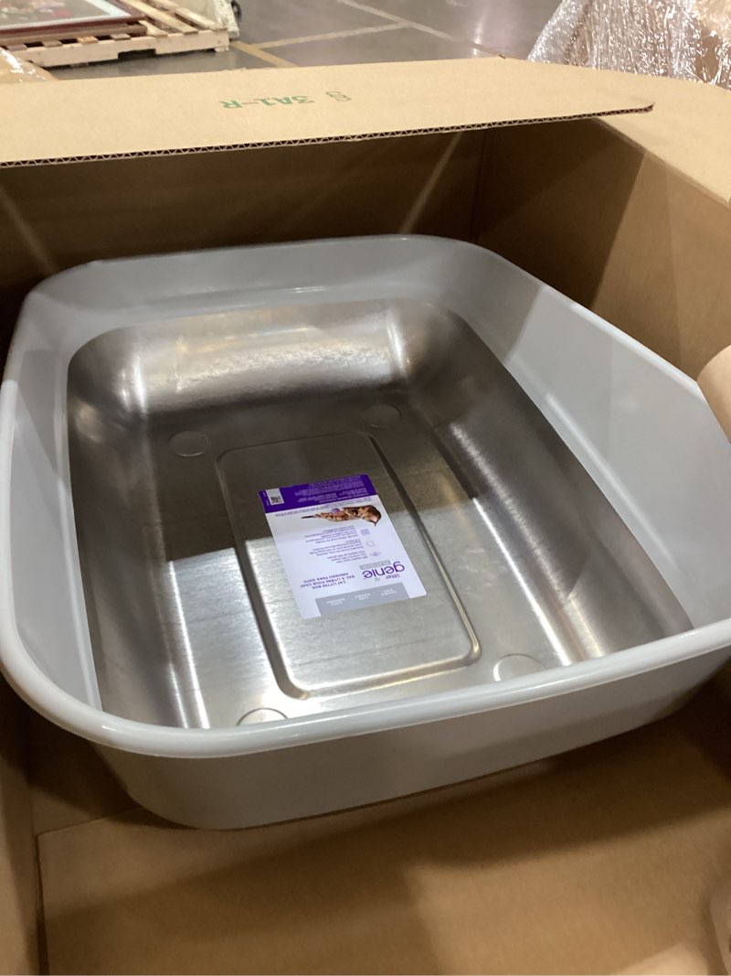 Condition photo showing Good Condition for litter genie platinum stainless steel litter box | durable, modern design, 360° visibility, anti-slip pads silver