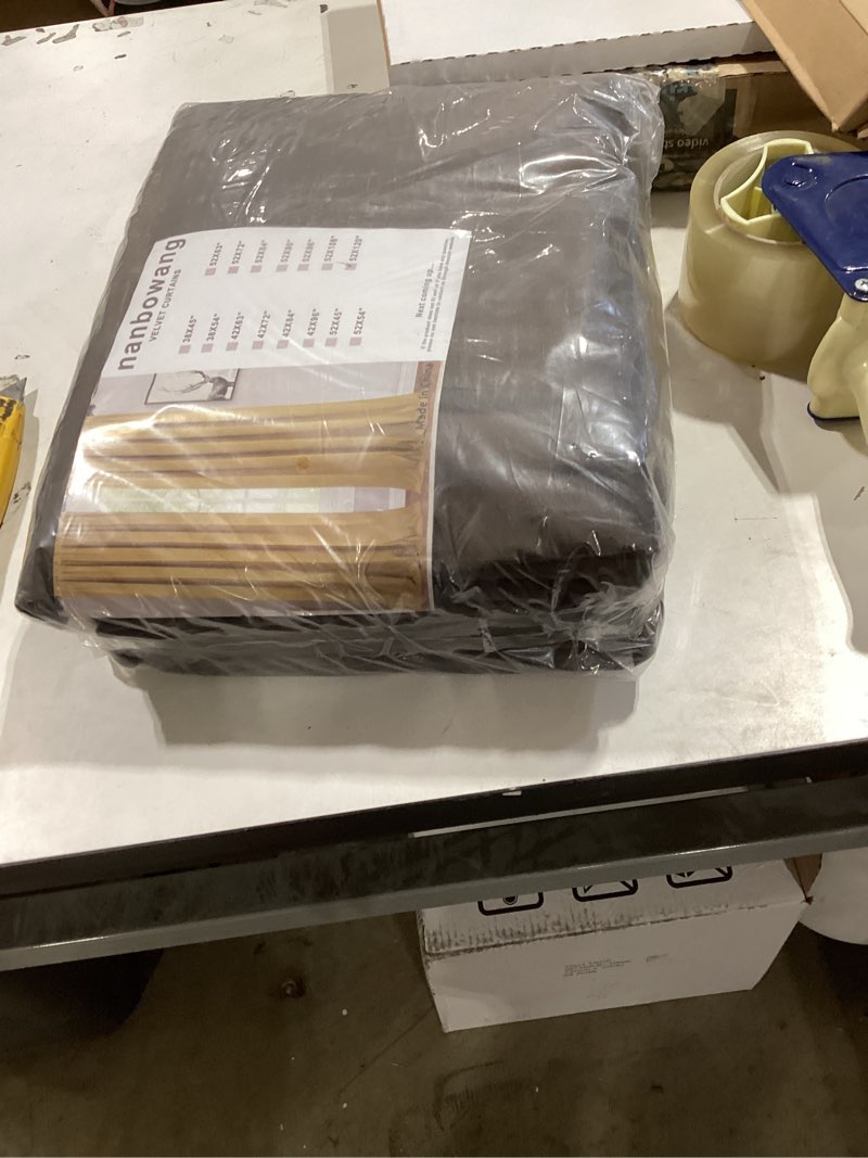 Condition photo showing New/Like New for nanbowang brown velvet curtains - 52"x 120" soft rod pocket thermal insulated window treatment for bedroom living room light filtering drapes 2 panels brown 52"w x 120"l (pack of 2)