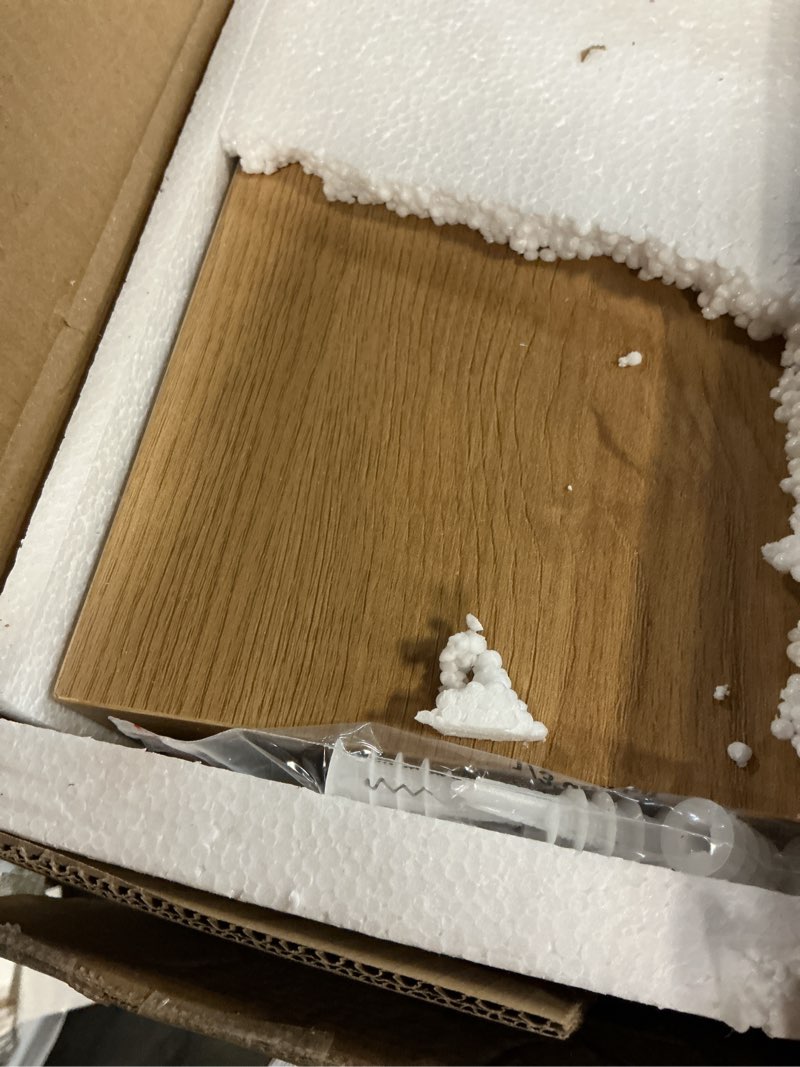 Condition photo showing Good Condition for 12" Deep Floating Shelves Wall Mounted, 36 x 12 Ructic Wood Shelves Wall Mounted, Large Storage Floating Shelf Display Hanging Shelf, Deep Oak Shelves for Bathroom, Living Room, Kitchen, Set of 2