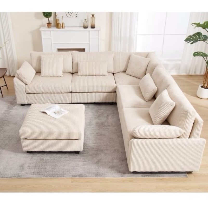 (Incomplete Set, Only 1 Box/Ottoman) Modular Sectional Corduroy Sofa Couch,Free Combination,Deep Seat