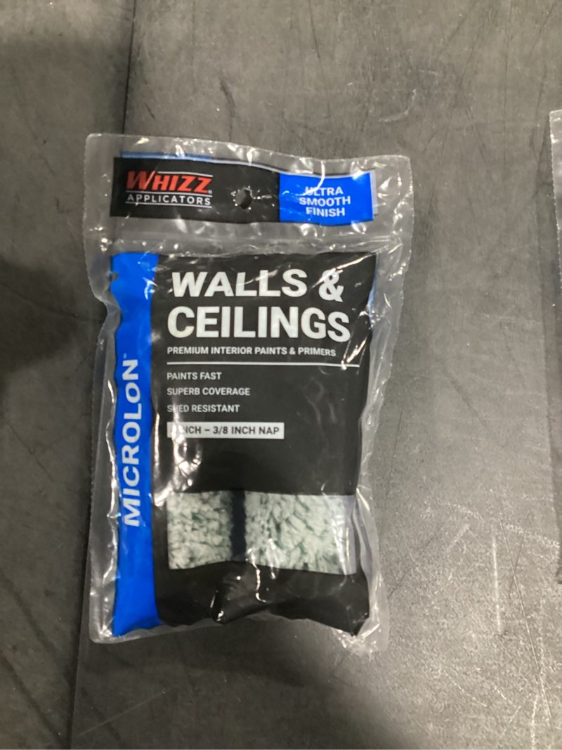 Condition photo showing New/Like New for whizz 4-in x 3/8-in nap microlon ceilings and walls synthetic blend mini paint roller (2-pack)