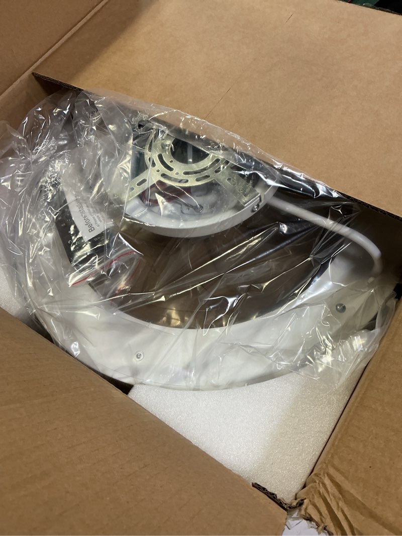 Condition photo showing New/Like New for Ceiling Fans with Lights and Remote - 20'' Low Profile Ceiling Fan, 3000-6500K Dimmable Modern Flush Mount LED Fan Light, 6 Speeds, Quiet DC Motor, White Ceiling Fans for Bedroom, Living Room White 20IN