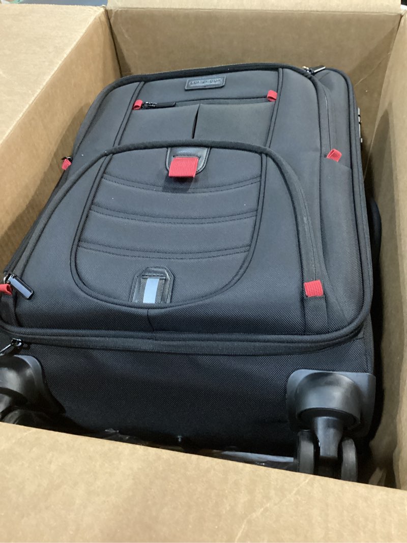 Condition photo showing Good Condition for carry on luggage 22x14x9 airline approved, 22-inch suitcases with spinner wheels, softside carry-on luggage with tsa lock for men women business trip, lightweight large capacity luggage for travel 22 inch_carry on black