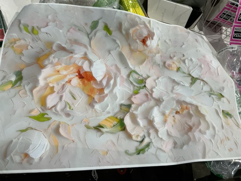 Condition photo showing New/Like New for pink peony florals wall art textured flower painting light preppy floral posters peony flower pictur