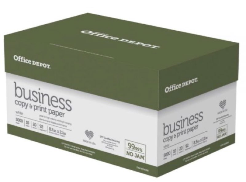 business multi-use printer & copy paper, white, letter (8.5" x 11"), 5000 sheets per case, 20 lb, 92 brightness