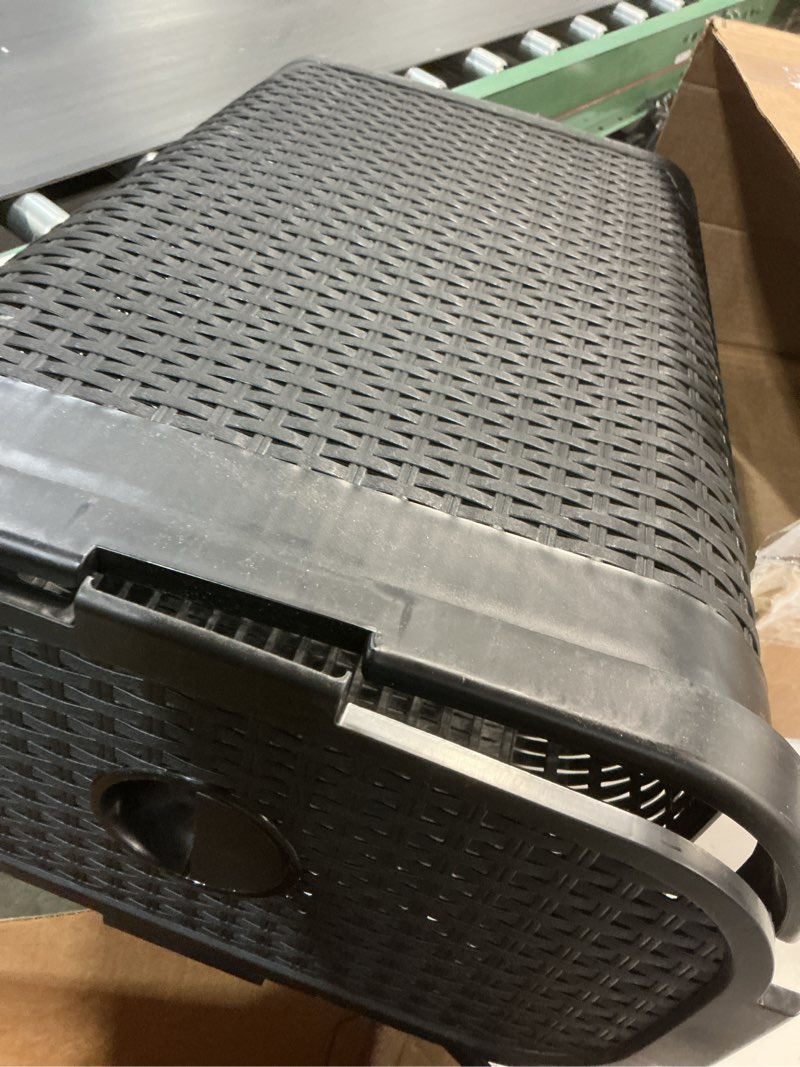 Condition photo showing Good Condition for Mind Reader Slim Laundry Hamper with Lid, 40L Clothes Basket, Premium Wicker Design, Plastic, Black Black Single