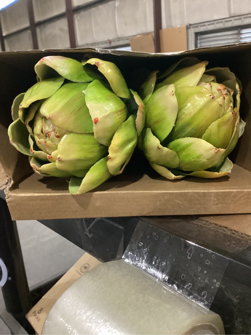 Condition photo showing Good Condition for timgle 6 pcs green faux artichokes for decoration bowl,large | fake vegetables and fruits for centerpiece, summer wedding farmhouse dining table, decorative bowl vase filler arrangement large green 6