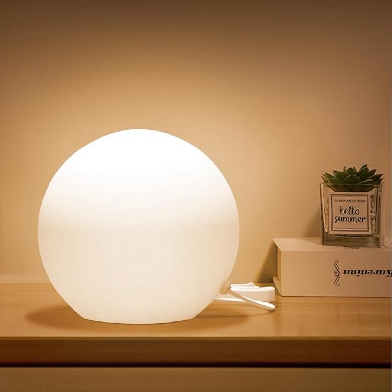 NewBiz Bri 7.8 Inch Ball Table Lamp with Glass Shade Stylish Ball Light Lamp for Bedroom Living Room
