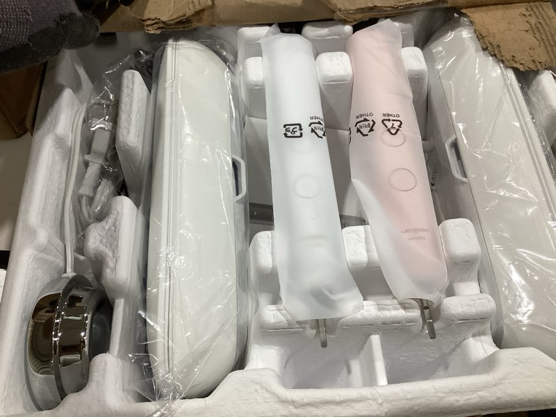 Condition photo showing Good Condition for philips sonicare diamondclean connected electric toothbrush 2 pack, x2 sonic toothbrushes, x2 charging travel cases, x2 a3 brush heads, 12 brushing settings, (pink and white), model hx9912/72