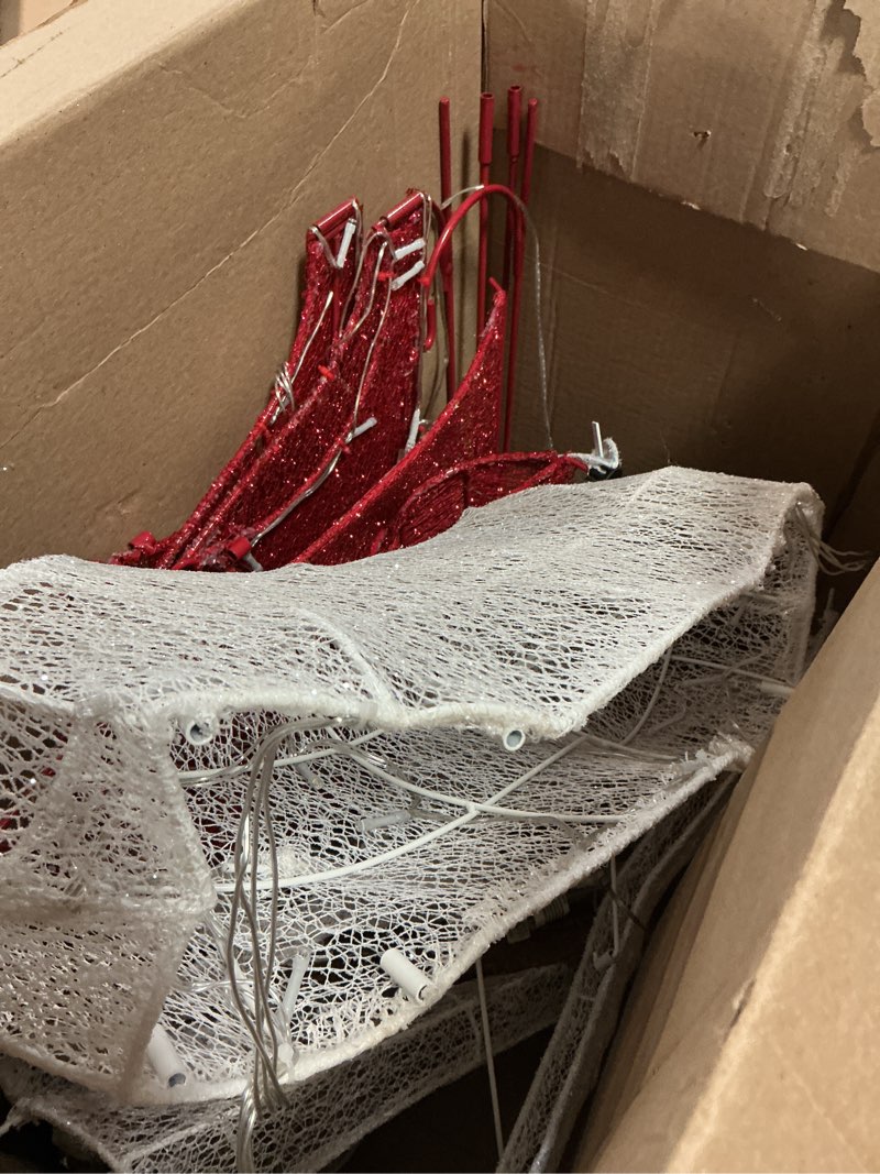 Condition photo showing Good Condition for JOYIN Lighted Christmas Reindeer & Sleigh Set, 4FT Outdoor Christmas Decorations for Yard, Warm White LED Lights Xmas Yard Decor, 3D Deer with Ground Stakes for Lawn Garden Porch Holiday Front Door
