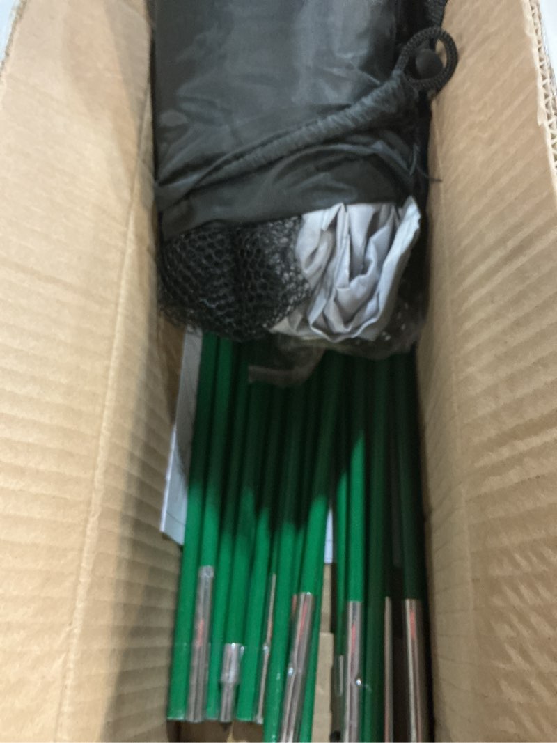 Condition photo showing Good Condition for 5 * 7ft pond cover dome,garden pond net pond mesh tent with ropes, stakes and fiberglass poles, pond and garden cover protective tent dome netting for pond pool and garden