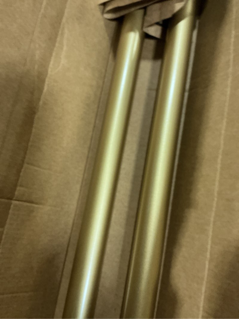 Condition photo showing Good Condition for 1 inch gold curtain rods for windows 72 to 144 inches (6 to 12 ft), usfook telescoping single drapery rod, decorative curtain rod with luxury translucent finials 72-144" luxury gold