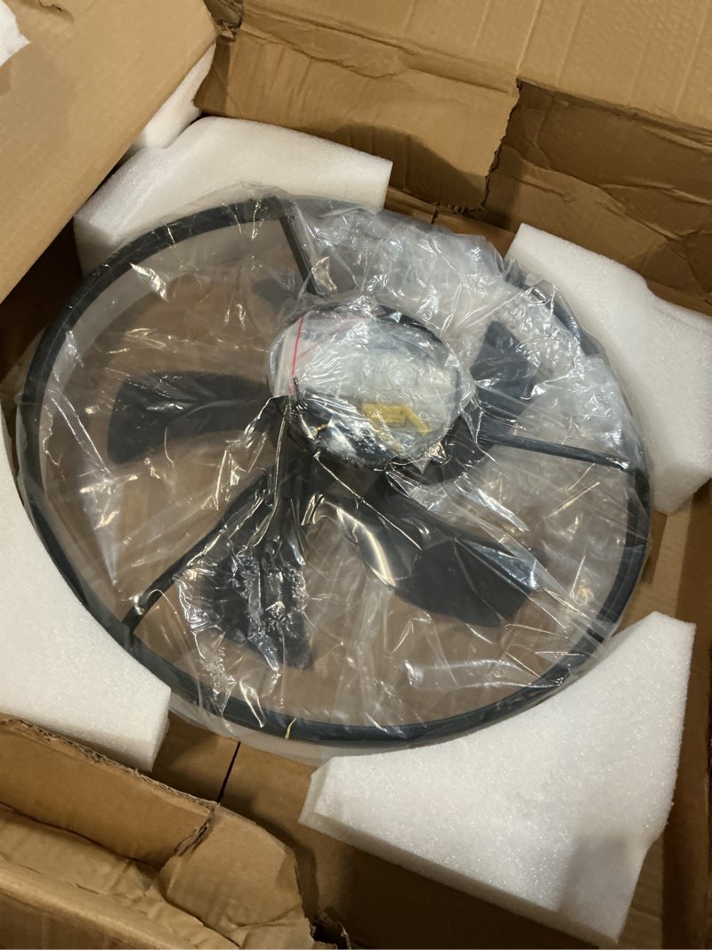 Condition photo showing Good Condition for volisun low profile ceiling fans with lights and remote, 27.6in fandelier ceiling fan flush mount, 3000k-6500k smart bladeless led fan light, black modern ceiling fans with lights for bedroom black 27.6 inch