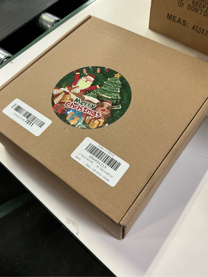 Condition photo showing New/Like New for 2 Pack Artificial Christmas Garland String Lights with 162 Snowy Red Berries 55 Green Leaves 20 LED Lights Battery Operated for Xmas Mantle Indoor Outdoor Holiday Christmas Decoration 2 Pack Snowy Red Berry Garland