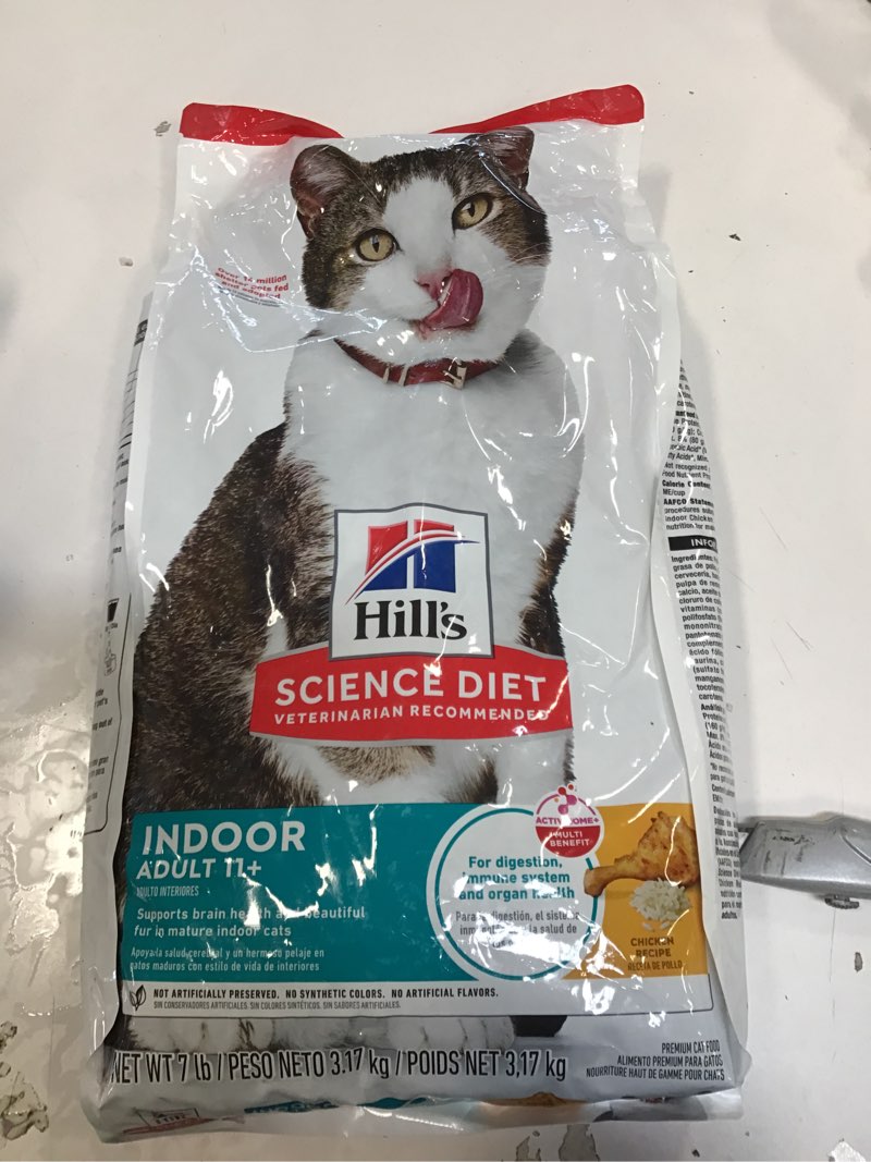 Condition photo showing New/Like New for Hill's Science Diet Dry Cat Food, Adult 11+, Indoor, Chicken Recipe, 7 lb. Bag