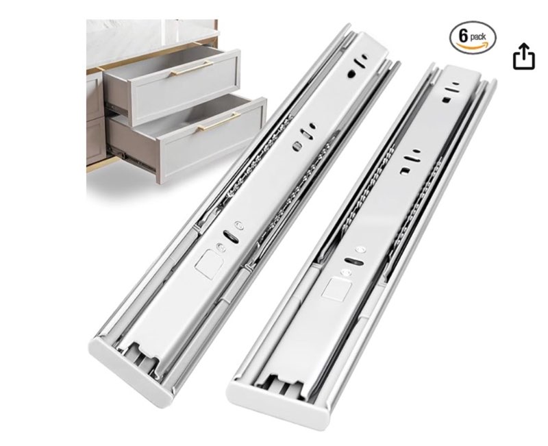 20 inch Soft Self Close Drawer Slides 6 Pairs (12pcs) Full Extension Ball Bearing 3 fold Full Stretch Side Mount Drawer Slides 100 LB Capacity Drawer Slide 20" Silver