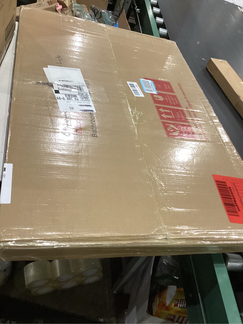 Condition photo showing New/Like New for SMIROR Matte Black Bathroom Mirror for Over Sink 24x 36 inch, Metal Thick Frame Rectangle Vanity Mirror for Wall, Anti-Rust, Horizontally or Vertically Mounted Black 36"L x 24"W