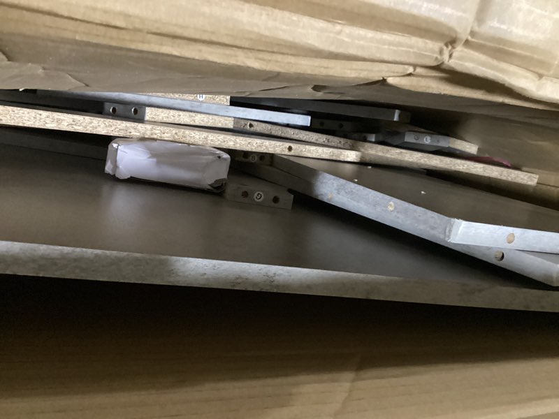 Condition photo showing As Is for galano doyle coffee table, modern top rectangular coffee table with storage drawer, gray