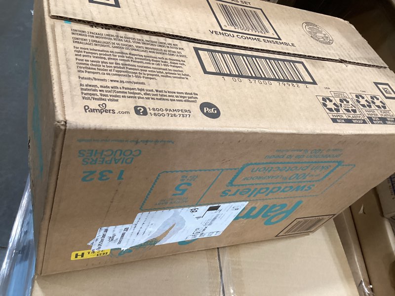 Condition photo showing Good Condition for pampers swaddlers diapers, size 5 (20-37 lbs), 132 count, absorbent, keeps baby dry and comfortable, skin safe disposable baby diaper (packaging may vary) size 5 132