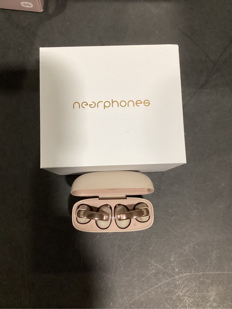 Condition photo showing Good Condition for JVC Nearphones Pearl Edition - Earcuff True Wireless Earbuds with Shiny Arch, Comfortable fit, Multipoint Connection, Bluetooth 5.3, 24H Battery Life - HANP1T-PN (Sand Peach) Sand Peach Open-Ear Open Ear