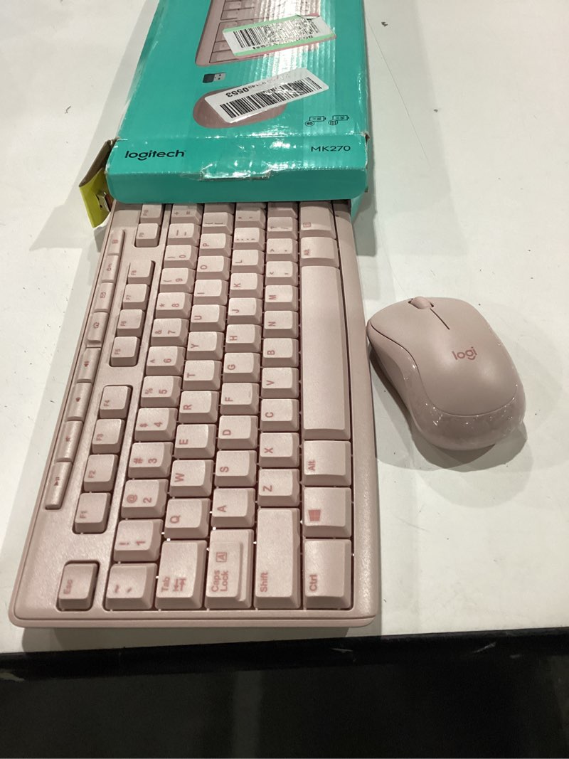 Condition photo showing Good Condition for Logitech MK270 Wireless Keyboard and Mouse Combo for Windows, 2.4 GHz, 8 Multimedia Keys, PC, Laptop, Wireless Keyboard Compact Mouse Combo - Rose Rose 1 Pack Combo