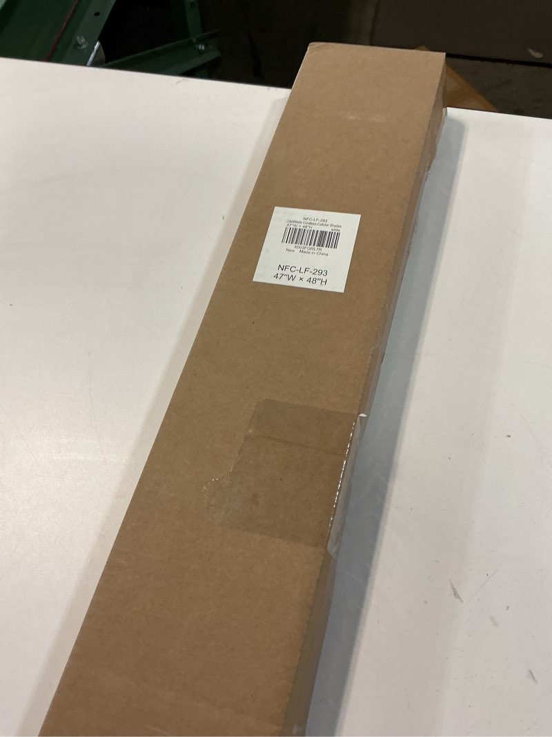 Condition photo showing New/Like New for LazBlinds Cordless Cellular Shades, No Tools No Drill Light Filtering Honeycomb Shades Pleated Blinds for Windows, 47'' W x 48'' H, White Light Filtering-white 47'' W x 48'' H