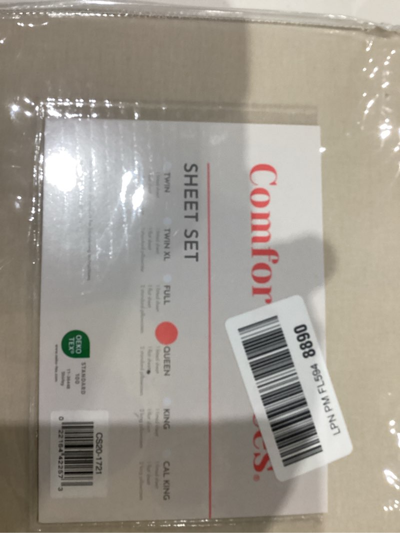Condition photo showing New/Like New for Comfort Spaces 100% Cotton Sheets Queen, Breathable & Ultra Soft Cotton Sheets, Naturally Cool Cotton Bed Sheets with 14" Elastic Pocket Fits up to 16" Mattress, All Seasons Sheet Set, Cream 4 Piece Cream Queen