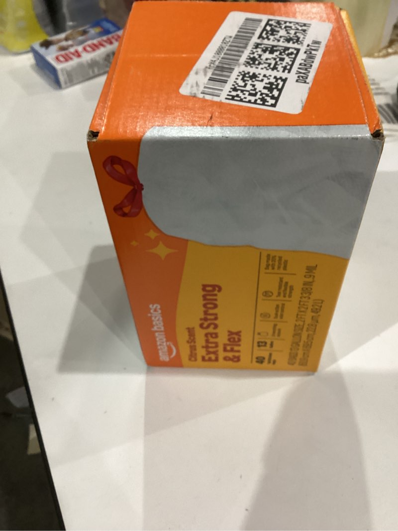 Condition photo showing New/Like New for Amazon Basics Extra Strong & Flex Tall Kitchen Drawstring Trash Bags, Citrus Scent, 13 Gallon, 40 Count