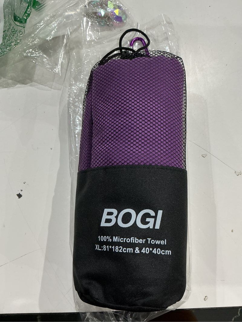 Condition photo showing Good Condition for bogi microfiber travel sports towel-quick dry towel, soft lightweight microfiber camping towel absorbent compact travel towel for camping gym yoga swimming backpacking (xl:72''x32''+16''x16''-purple) purple xl:72''x32''+16''x16''