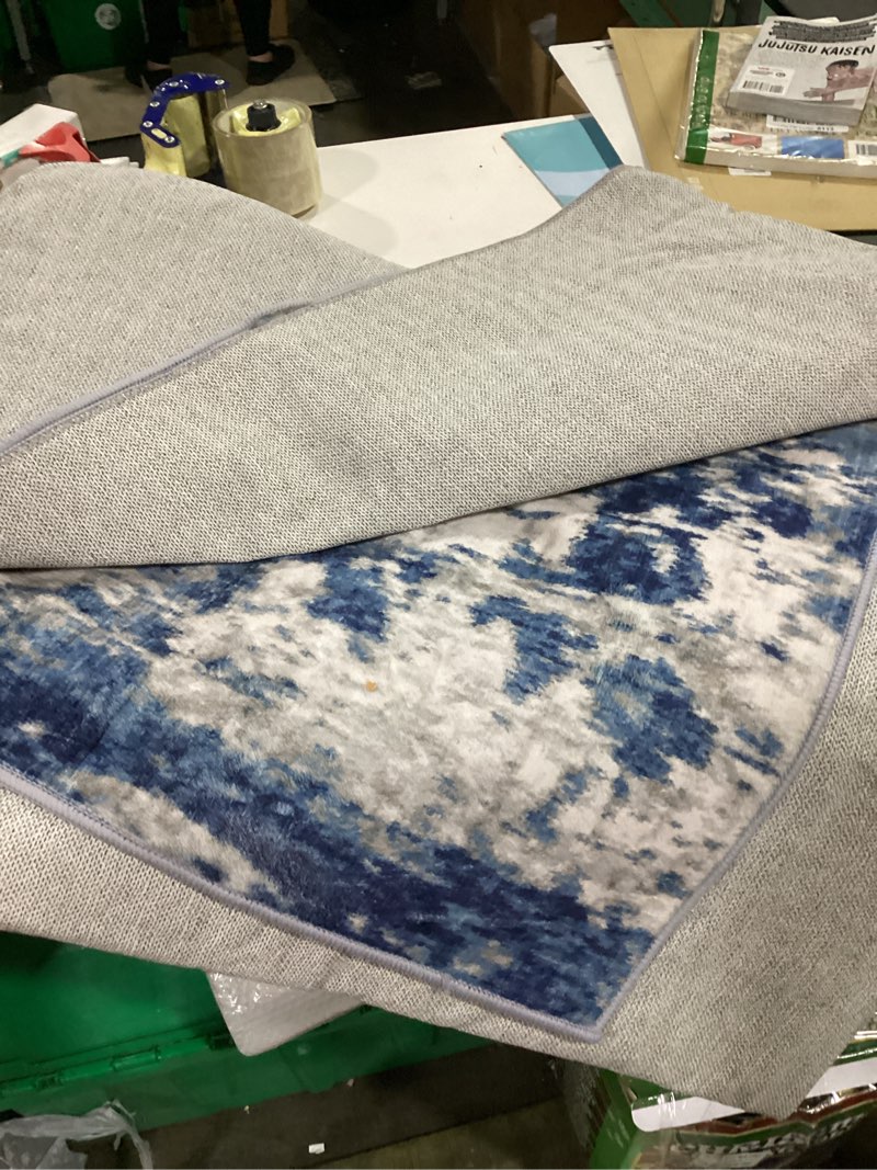 Condition photo showing Good Condition for Washable Area Rugs 5'x8' Non-Slip Modern Abstract Soft for Living Room Entryway Bedroom Nursery, Print Pattern, Blue Grey Navy Gray Blue/Gray 5' x 8' (Rectangular)