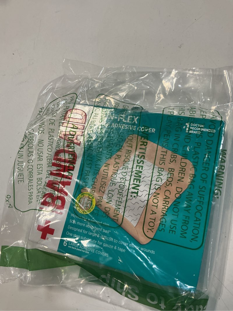 Condition photo showing New/Like New for Band-Aid Brand Skin-Flex Adhesive Flexible Wound Covers for First Aid Wound Care of Minor Cuts, Scrapes & Burns, with a Comfortable Feeling, Moving Like a Second Skin, Sterile, Large, 6 ct Large (Pack of 6) Large