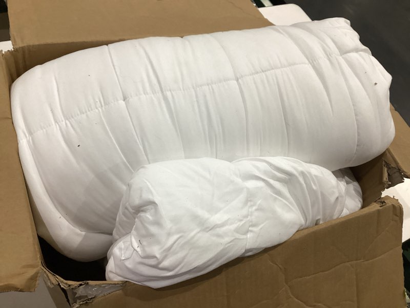 Condition photo showing As Is for bedsure comforters king size - duvet insert contrast down alternative comforter quilted all season duvet with 8 tabs, machine washable, gifts for women, white, king 90 x 102 inches white king