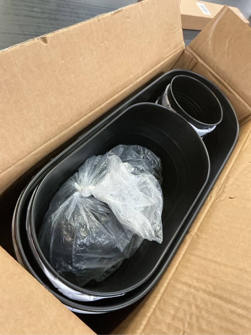 Condition photo showing Good Condition for 3 different size metal iron hanging flower pots 10 pcs for outdoor plants metal hanging bucket pots iron railing fence planter with drainage holes and hooks for porch railing balcony fence (black) 10 black