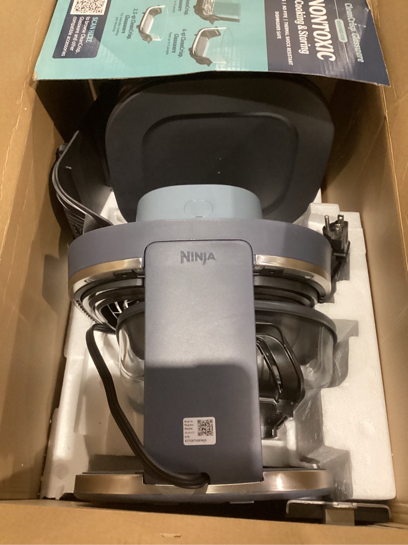 Condition photo showing Good Condition for Ninja Crispi Pro 6-in-1 Glass Air Fryer | 6qt & 2.5qt Glass Containers with Storage Lids | Non-Toxic | Meal Prep, Microwave, Freezer & Dishwasher Safe | Air Fry, Bake & More | Cyberspace | AS101CY