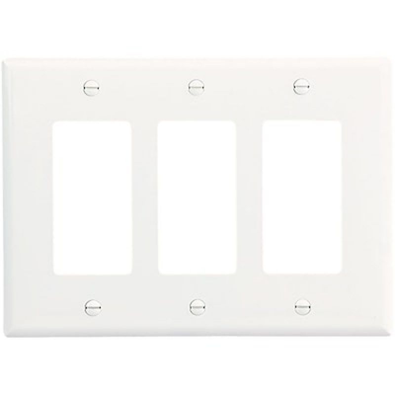 eaton 3 -gang midsize size white polycarbonate indoor decorator wall plate