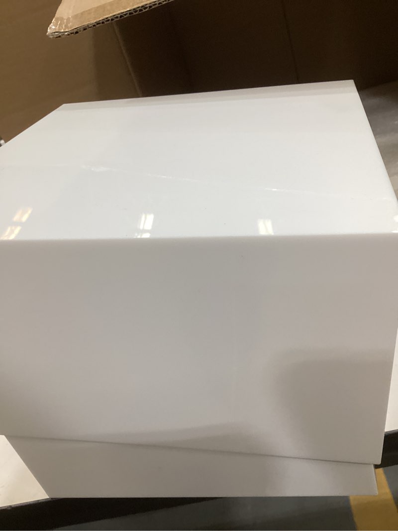 Condition photo showing As Is for Btnoro 6PCS Buffet Risers, White Acrylic Food Risers for Buffet Table, Nesting Display Stand with Hollow Bottoms for Party, Catering, Dessert, Jewelry & Collectibles (10" x 10" x 6" to 5" x 5" x 1")